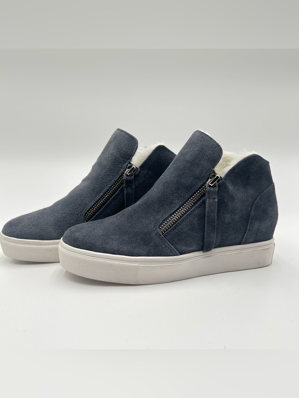 Steve Madden Caliber-F Grey Suede Hidden Wedge Sneakers High Top